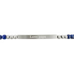 Bracelet Identit&eacute; Acier Blanc Boules Sebastino Lapis Lazuli - Gourmettes Homme | Histoire d&rsquo;Or