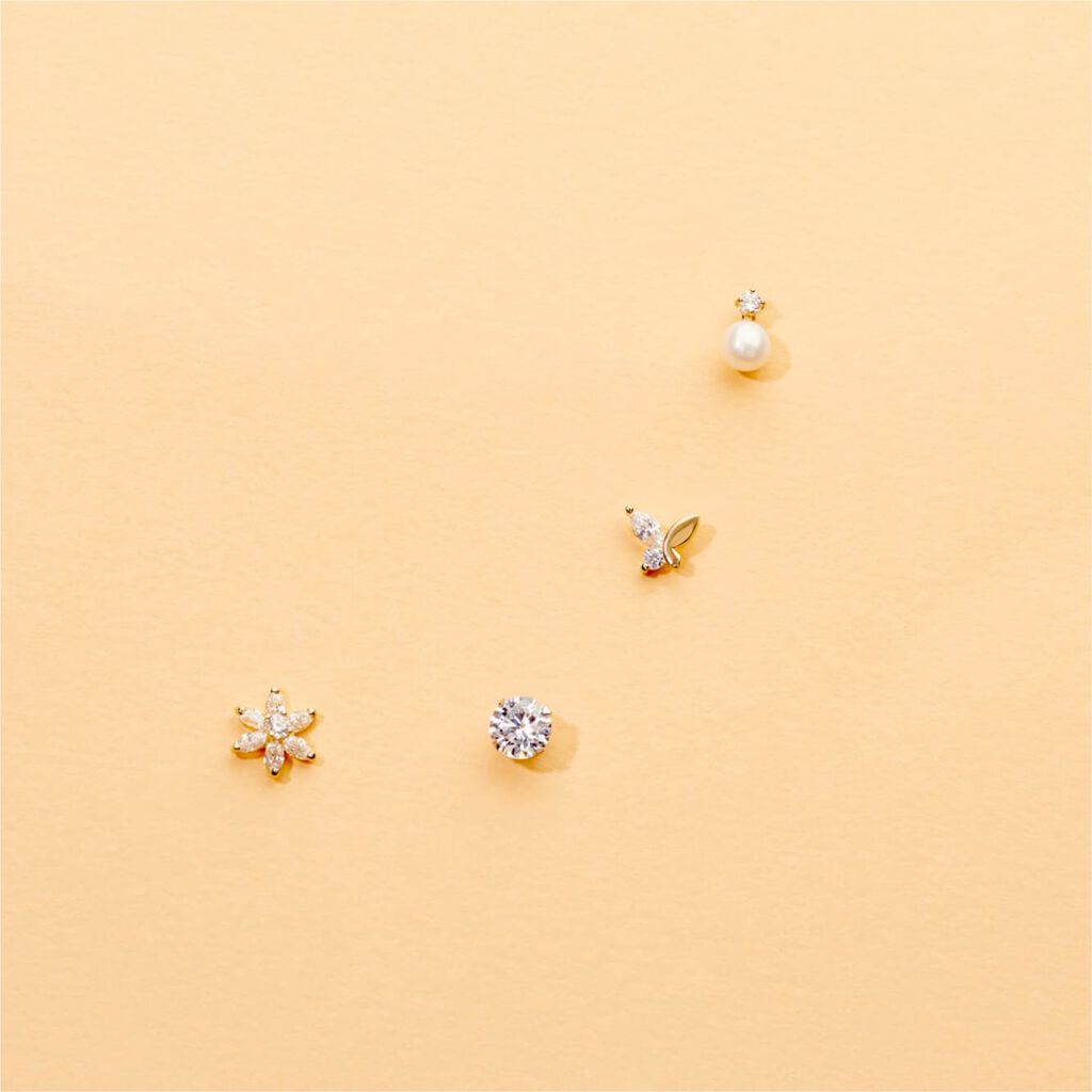 Boucles D'oreilles Puces Eolande Or Jaune Perle De Culture - Clous d'oreilles Femme | Histoire d’Or
