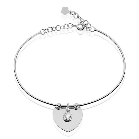 Bracelet Jonc Ylla Argent Blanc Oxyde De Zirconium - Bracelets Coeur Femme | Histoire d’Or