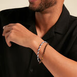 Bracelet Jourdan Renatus Acier Argent&eacute; Oeil De Tigre - Bracelets cha&icirc;ne Homme | Histoire d&rsquo;Or