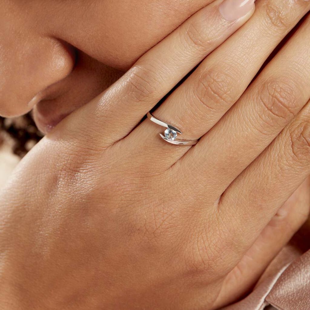 Bague Tiphaine Or Blanc Topaze - Bagues solitaires Femme | Histoire d’Or