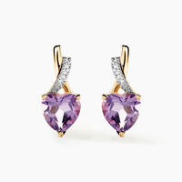 Boucles D'oreilles Or Jaune Clothilde Amethystes Oxydes