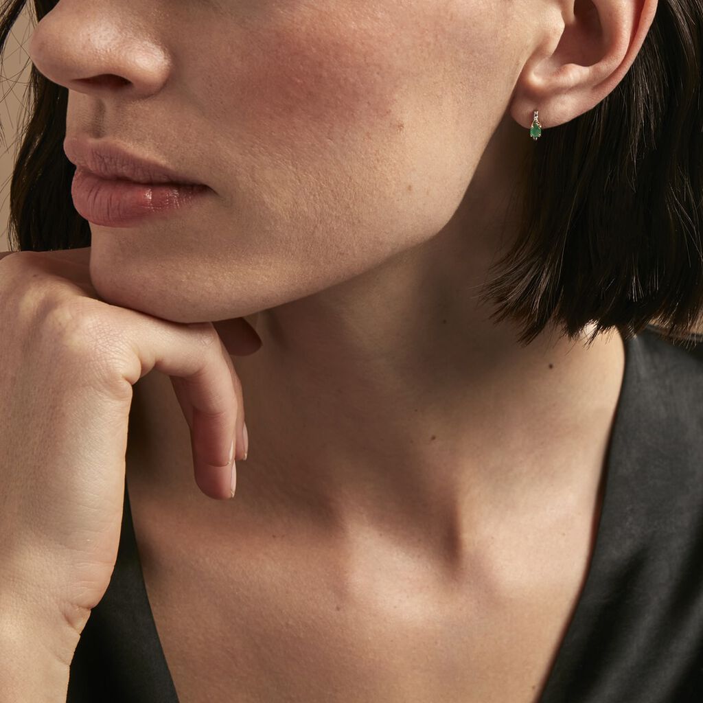 Demi Créoles Barrett Or Jaune Emeraude Diamant - Boucles d'oreilles créoles Femme | Histoire d’Or