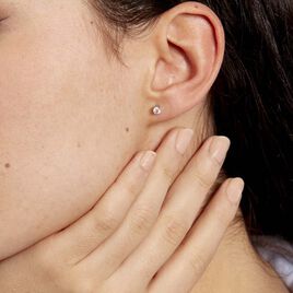 Boucles D'oreilles Or Blanc Victoria Puces Diamants - Clous d'oreilles Femme | Histoire d’Or