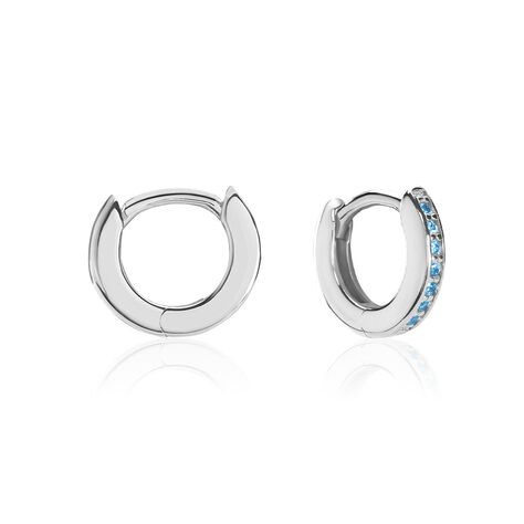 Creoles Rio Argent Blanc Oxydes De Zirconium - Boucles d'oreilles cr&eacute;oles Femme | Histoire d&rsquo;Or