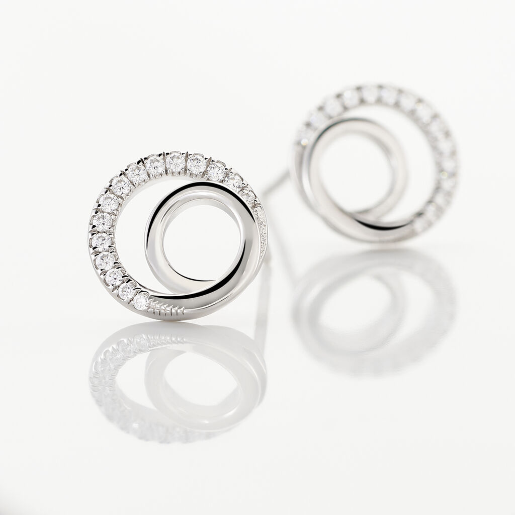 Boucles D'oreilles Puces Eliseum Argent Blanc Oxyde De Zirconium - Boucles d'oreilles fantaisie Femme | Histoire d’Or