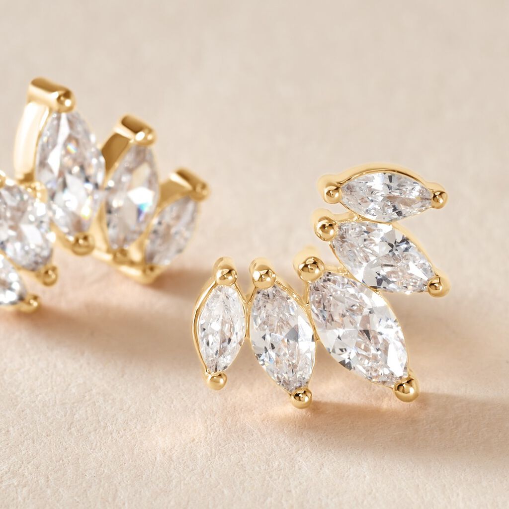 Boucles D'oreilles Puces Amazonia Plaqu&eacute; Or Jaune Oxyde De Zirconium - Boucles d'oreilles fantaisie Femme | Histoire d&rsquo;Or