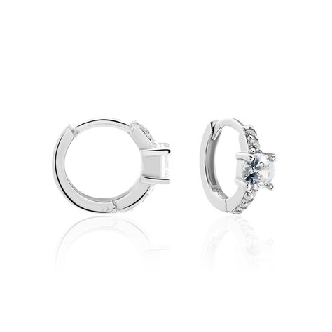 Créoles Argent Blanc Gregh Oxydes De Zirconium - Boucles d'oreilles créoles Femme | Histoire d’Or