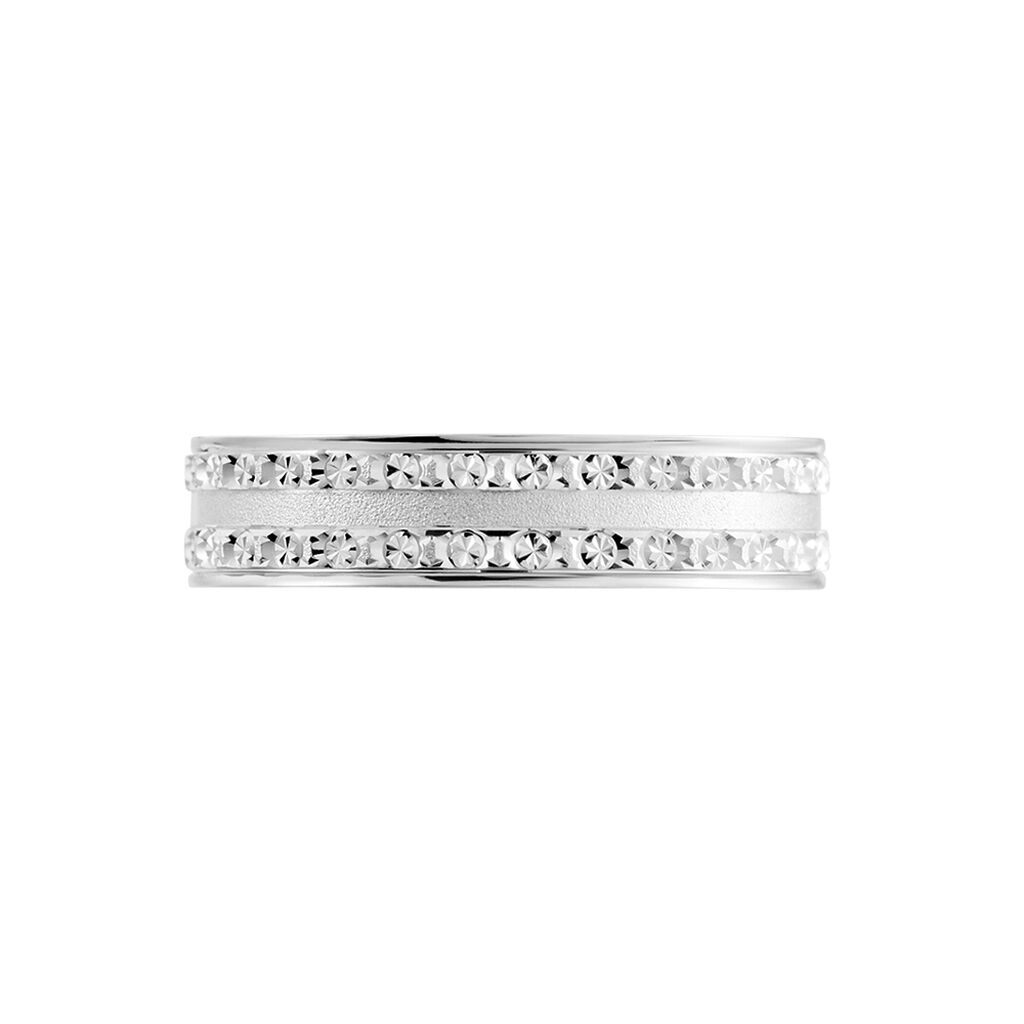 Alliance Satine Diamantee Ruban Plat Or Blanc - Alliances Unisex | Histoire d&rsquo;Or