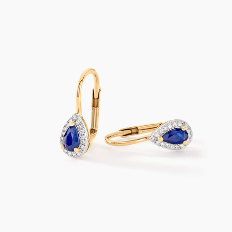 Boucles D'oreilles Pendantes Doorsie Or Jaune Saphir Et Diamant - Boucles d'oreilles pendantes Femme | Histoire d’Or