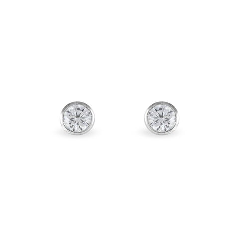 Boucles D'oreilles Puces Elda Serti Clos Or Blanc Oxyde De Zirconium - Clous d'oreilles Femme | Histoire d’Or