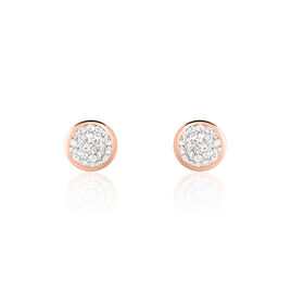 Boucles D'oreilles Puces Edmee Cercle 0 Or Rose Strass - Clous d'oreilles Femme | Histoire d’Or