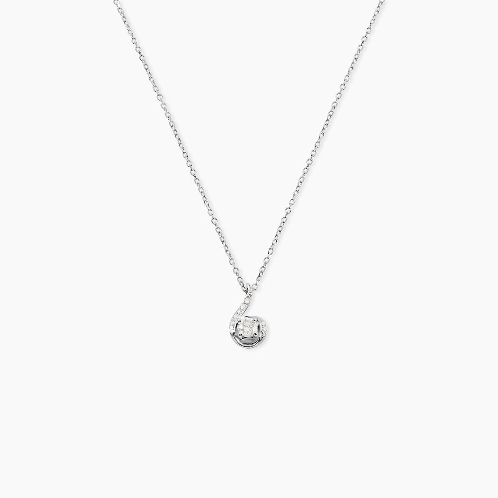 Collier Vrille Accompagnee Or Blanc Diamant - Colliers Femme | Histoire d&rsquo;Or