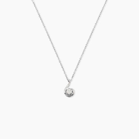 Collier Vrille Accompagnee Or Blanc Diamant - Colliers Femme | Histoire d&rsquo;Or