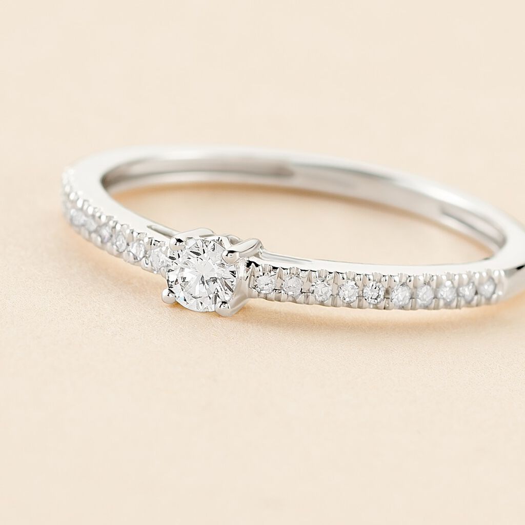 Bague Eliisa Or Blanc Diamant - Bagues solitaires Femme | Histoire d’Or