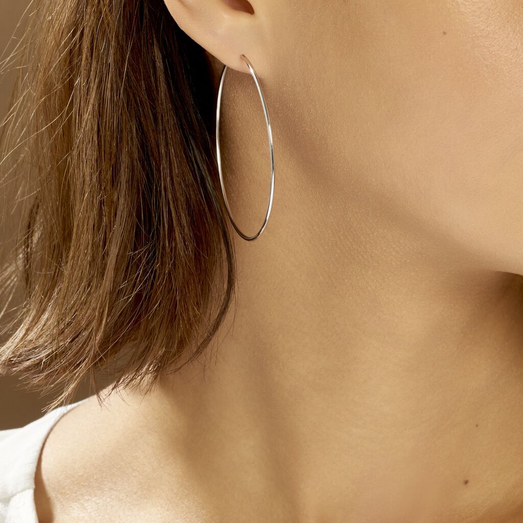 Créoles Dominae Or Blanc - Boucles d'oreilles créoles Femme | Histoire d’Or
