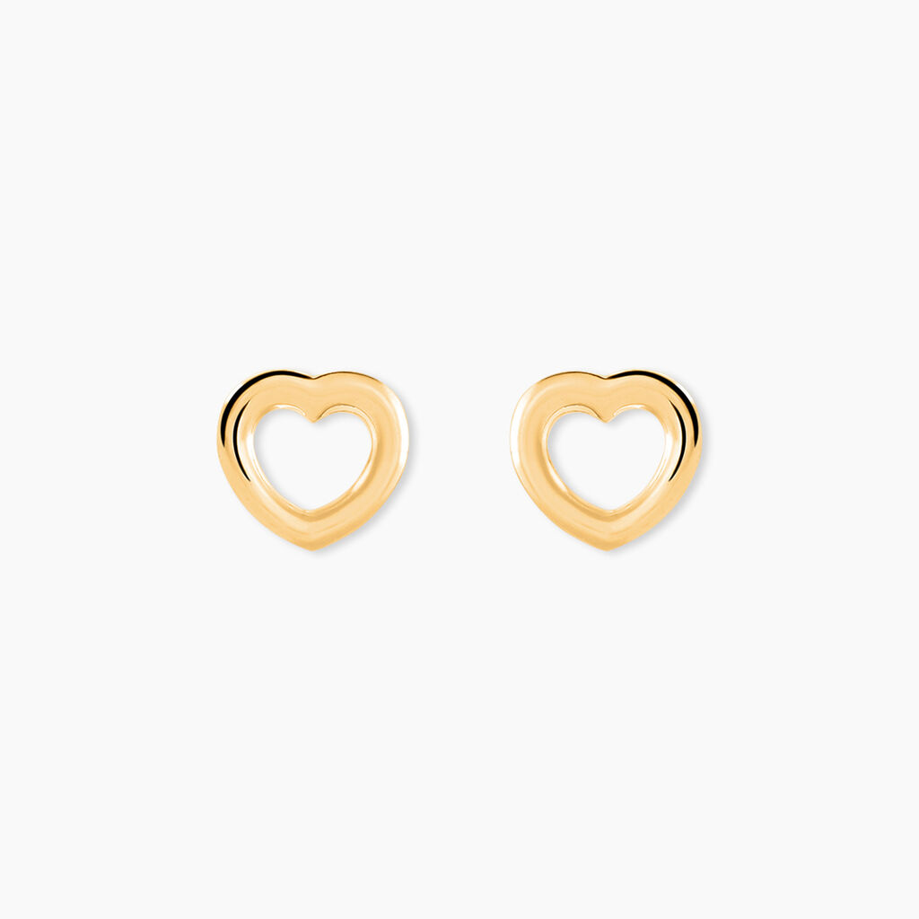 Boucles D'oreilles Puces Anne-maudae Coeurs Or Jaune - Clous d'oreilles Femme | Histoire d’Or