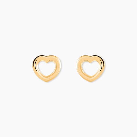 Boucles D'oreilles Puces Anne-maudae Coeurs Or Jaune - Clous d'oreilles Femme | Histoire d’Or