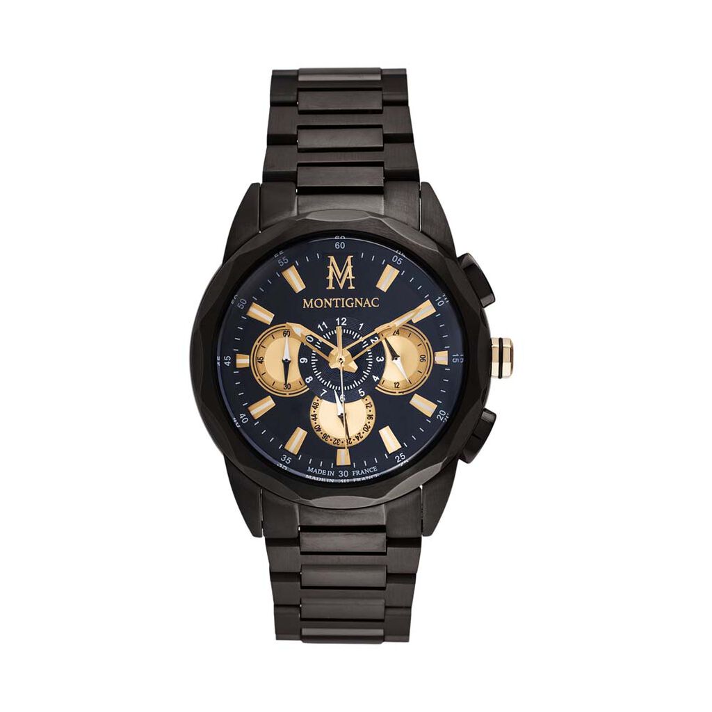 Montre Montignac Round Multifonction Noir - Montres Homme | Histoire d’Or