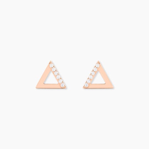 Boucles D'oreilles Puces Lorena Argent Rose Oxyde De Zirconium - Boucles d'oreilles fantaisie Femme | Histoire d’Or