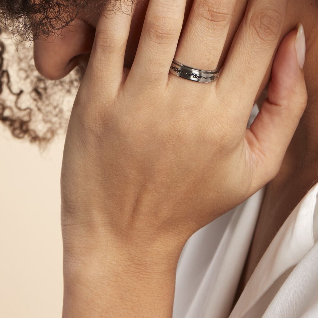 Bague Acier Blanc Lucas - Bagues fantaisie Femme | Histoire d’Or