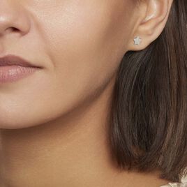 Boucles D'oreilles Puces Astre Argent Blanc - Boucles d'Oreilles Etoile Femme | Histoire d’Or