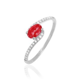 Bague Loriane Or Blanc Rubis Et Diamant - Bagues solitaires Femme | Histoire d’Or