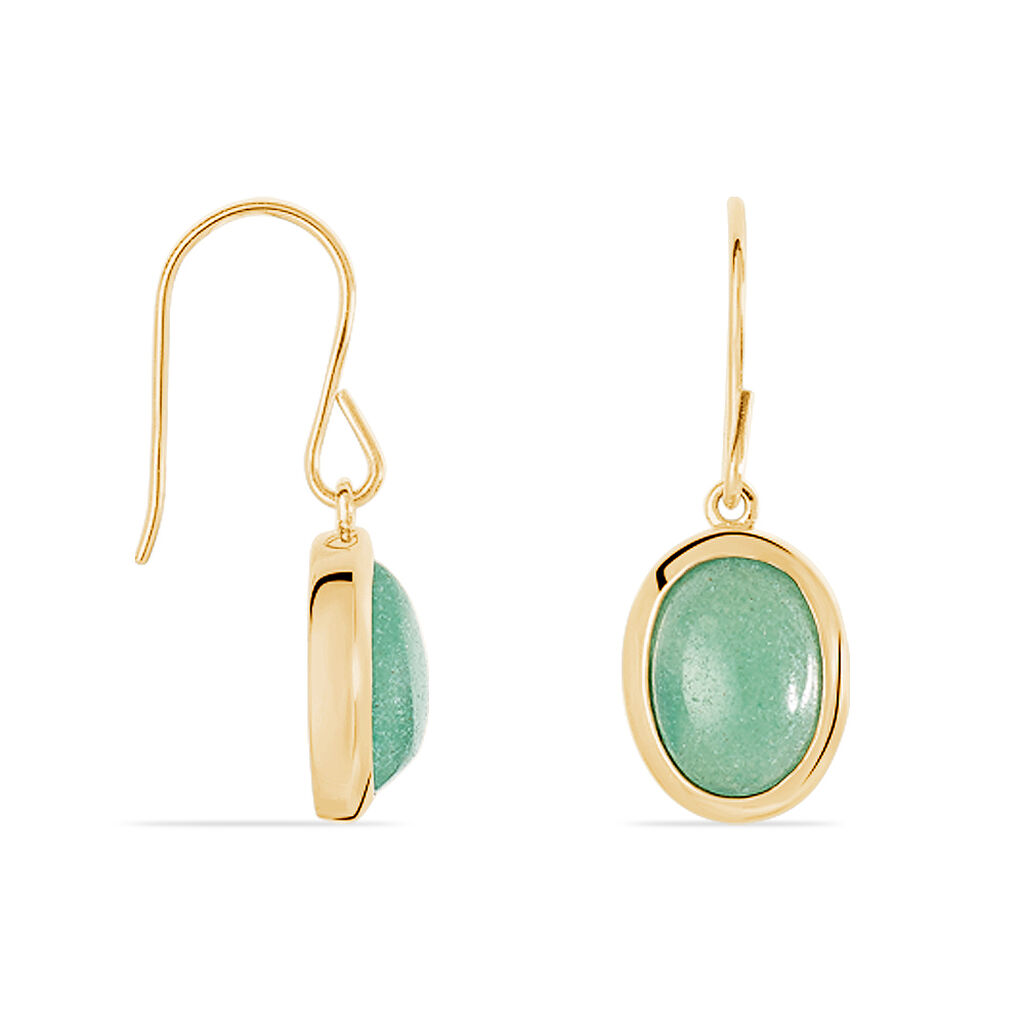 Boucles D'oreilles Pendantes Veina Plaqué Or Jaune Aventurine - Boucles d'oreilles fantaisie Femme | Histoire d’Or