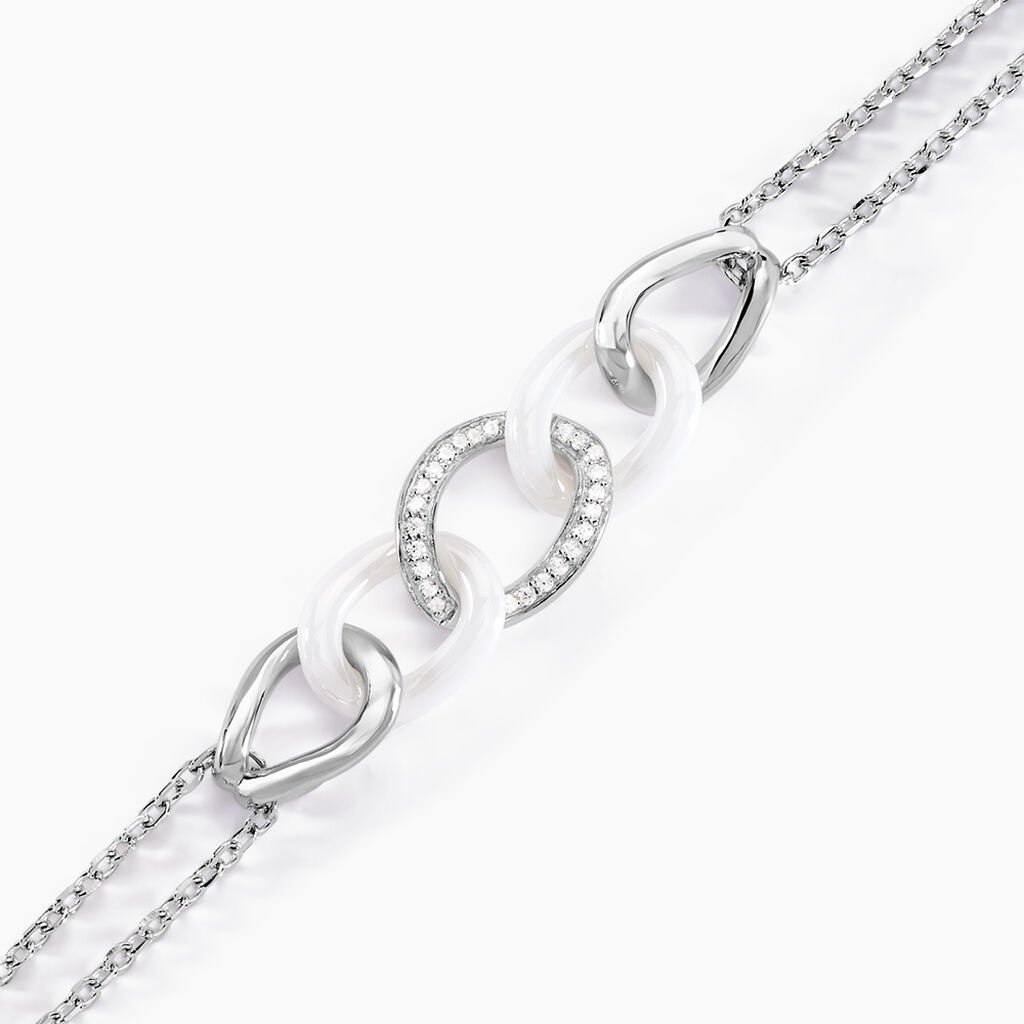 Bracelet Link Argent Blanc C&eacute;ramique Et Oxyde De Zirconium - Bracelets Femme | Histoire d&rsquo;Or