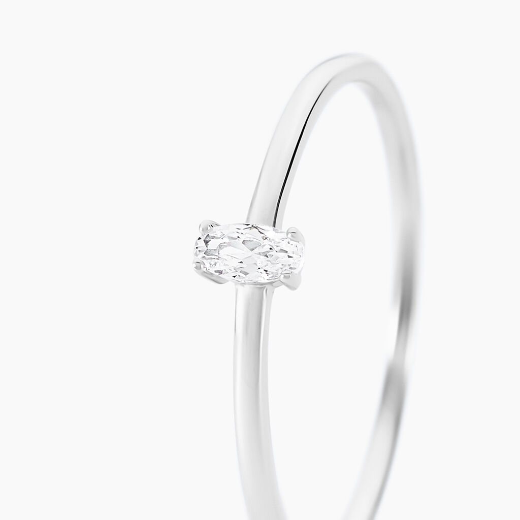 Bague Solitaire Argent Blanc  1er Solitaire Oxyde De Zirconium - Bagues solitaires Femme | Histoire d&rsquo;Or