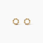 Boucles D'Oreilles Puces Reed Argent Dor&eacute; A L'Or 750/1000 Oxyde De Zirconium - Boucles d'oreilles fantaisie Enfant | Histoire d&rsquo;Or
