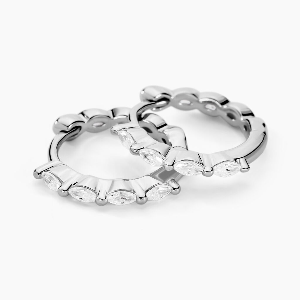 Cr&eacute;oles Servane Argent Blanc Oxyde De Zirconium - Boucles d'oreilles cr&eacute;oles Femme | Histoire d&rsquo;Or