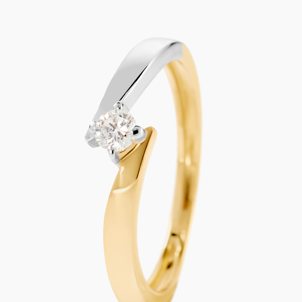 Bague Solitaire Francienne Or Bicolore Diamant - Bagues solitaires Femme | Histoire d&rsquo;Or