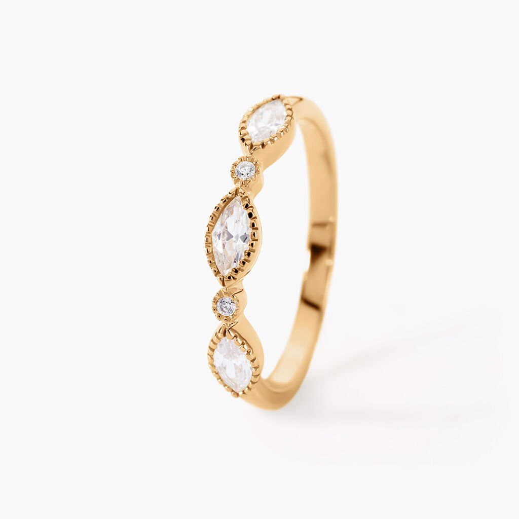 Bague Nyxanne Plaqu&eacute; Or Jaune Oxyde De Zirconium - Bagues avec pierre Femme | Histoire d&rsquo;Or
