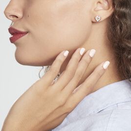 Boucles D'oreilles Puces Ibosus Argent Oxyde - Boucles d'Oreilles Coeur Femme | Histoire d’Or