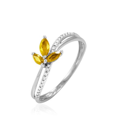 Bague Angie Or Blanc Citrine Et Diamant - Bagues avec pierre Femme | Histoire d’Or