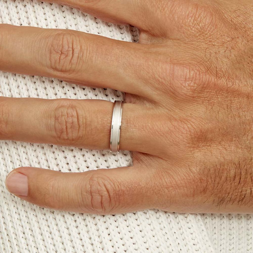 Alliance Aelyne Ruban Plat Argent Blanc - Alliances Famille | Histoire d’Or