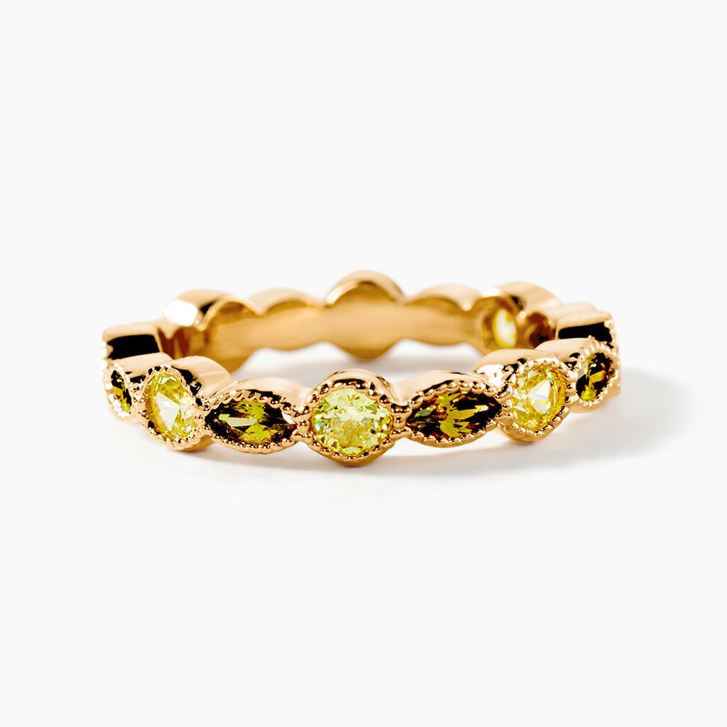 Bague Mencia Plaque Or Jaune Oxyde De Zirconium - Bagues avec pierre Femme | Histoire d&rsquo;Or