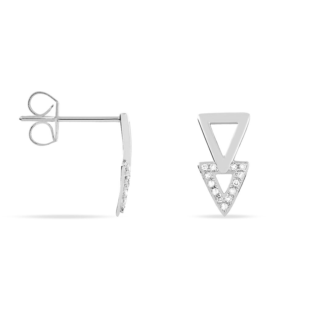 Boucles D'oreilles Puces Joy Or Blanc Diamant - Clous d'oreilles Femme | Histoire d’Or