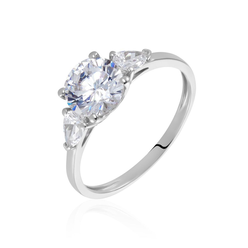 Bague Giana Or Blanc Oxyde De Zirconium - Bagues solitaires Femme | Histoire d&rsquo;Or
