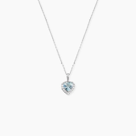 Collier Meliora Or Blanc Topaze Bleu Sky Oxyde De Zirconium - Colliers Femme | Histoire d&rsquo;Or
