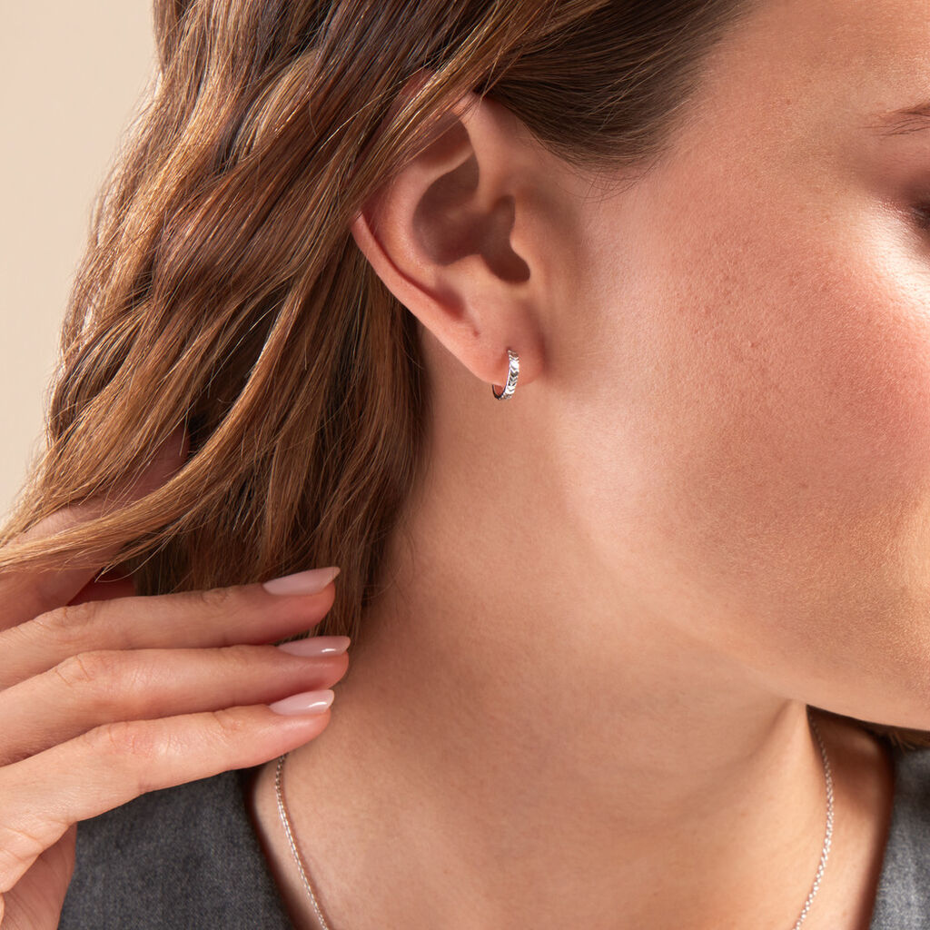Créoles Jolene Argent Blanc - Boucles d'oreilles créoles Femme | Histoire d’Or