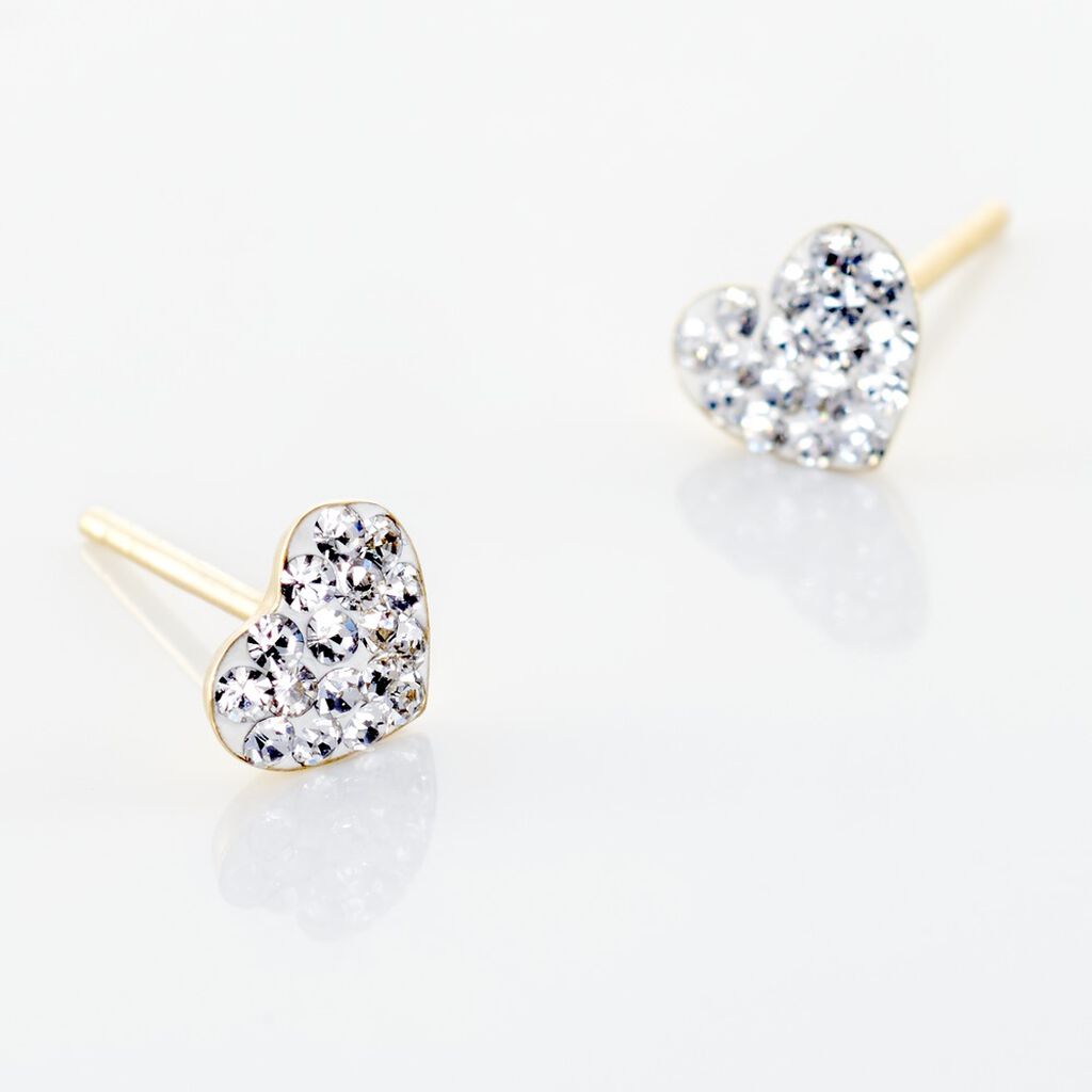 Boucles D'oreilles Puces Or Jaune Ianuaria Cristal - Clous d'oreilles Femme | Histoire d’Or