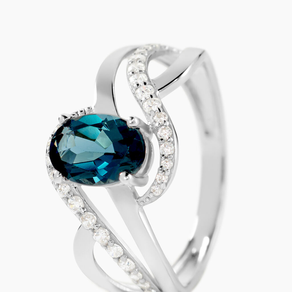 Bague Josyne Or Blanc Topaze Et Oxyde De Zirconium - Bagues solitaires Femme | Histoire d&rsquo;Or