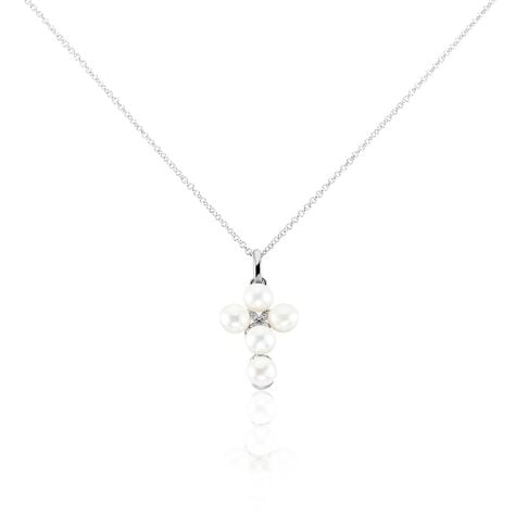 Collier Argent Blanc Burt Perles De Culture Oxydes De Zirconium - Colliers fantaisie Femme | Histoire d&rsquo;Or