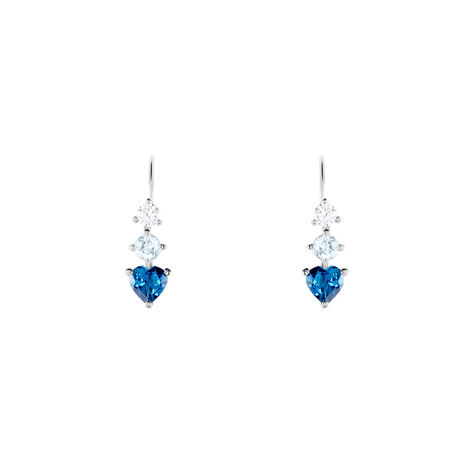 Boucles D'oreilles Lauressa Or Blanc Topaze Bleu Oxyde - Clous d'oreilles Femme | Histoire d’Or