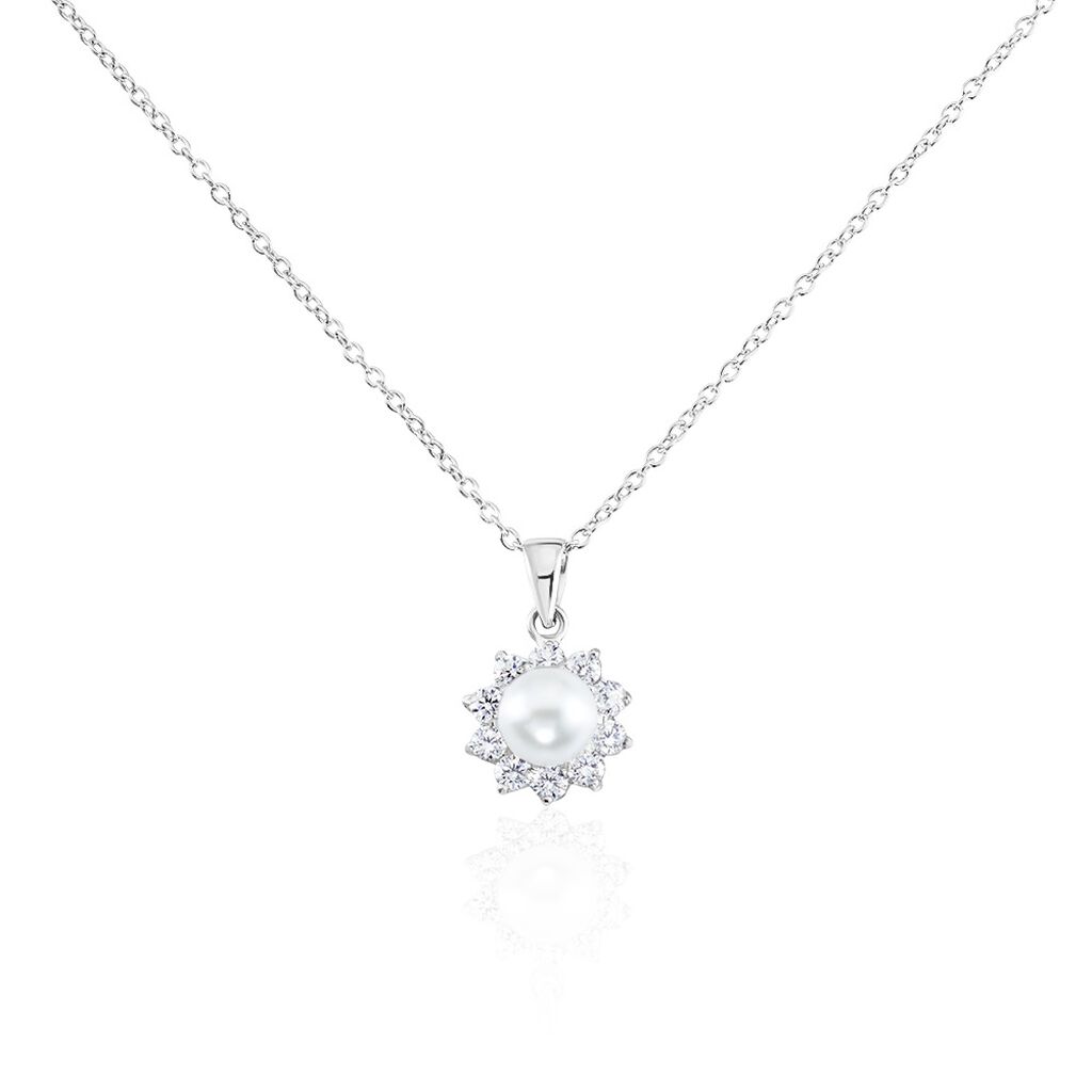 Collier Argent Blanc Cheri Perle De Culture Oxydes De Zirconium - Colliers fantaisie Femme | Histoire d’Or