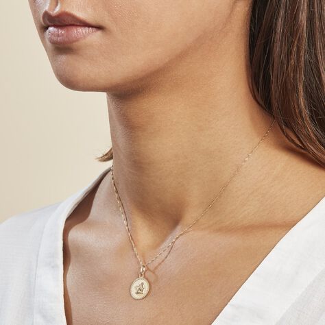Pendentif Ange Rond Cisele Or Jaune - Pendentifs Baptême Famille | Histoire d’Or