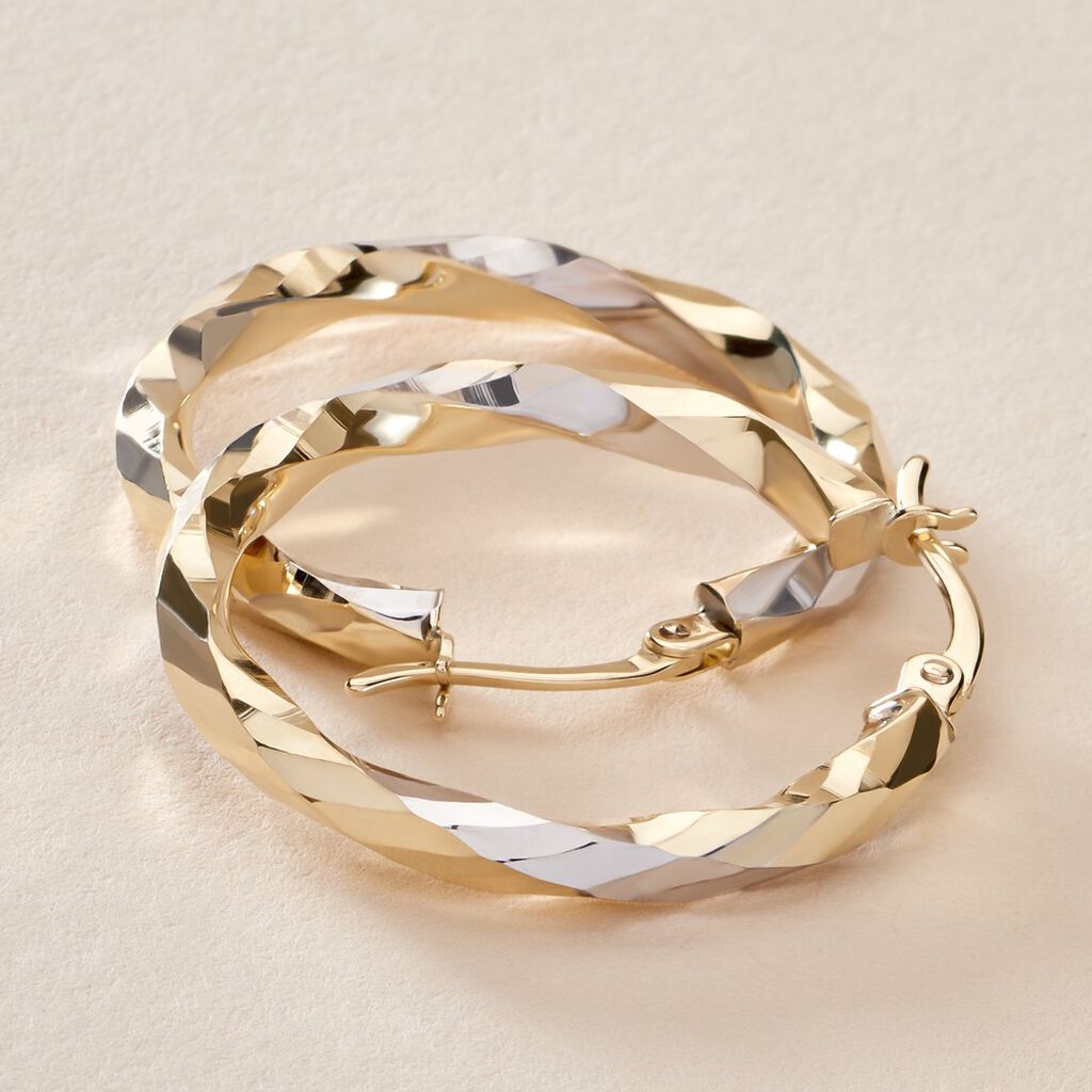 Créoles Ajinie Fil Rond Or Bicolore - Boucles d'oreilles créoles Femme | Histoire d’Or