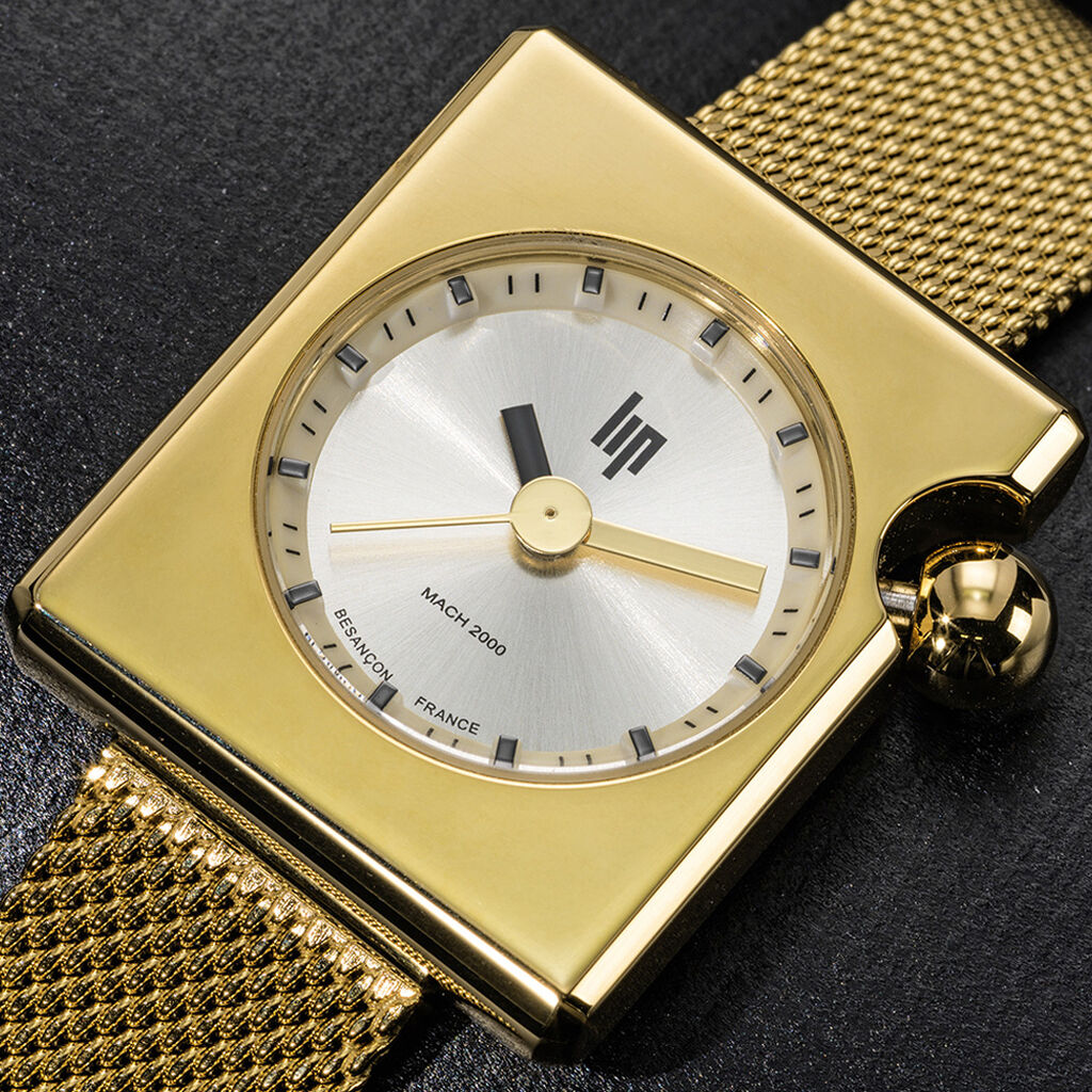 Montre Lip Mach 2000 Mini Square Dor&eacute; - Id&eacute;es cadeaux Femme | Histoire d&rsquo;Or